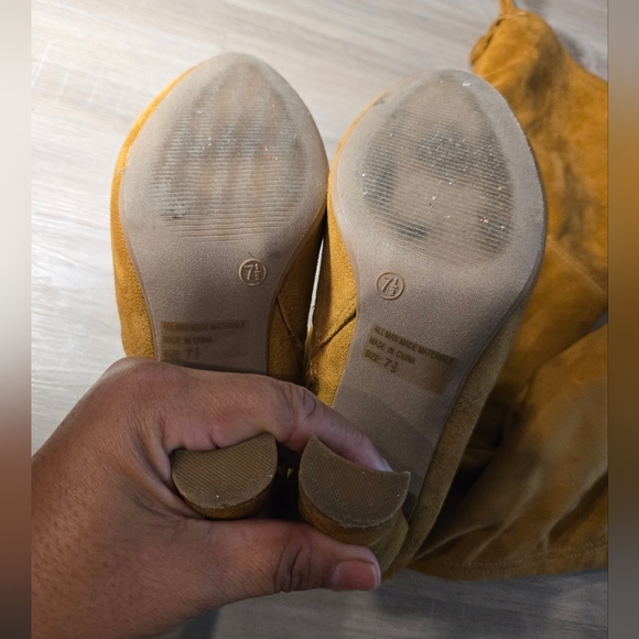 Wild Diva Lounge Amaya Women's Over The Knee Tie Up High Block Heel Dress Boots - Picture 9 of 14